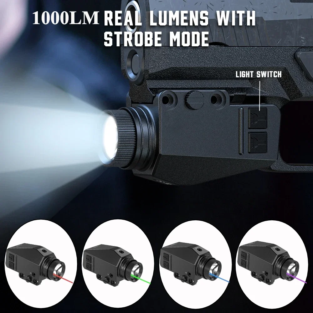 Timing Light Gun - 1000LM 전술 LED 손전등 콤보 레드/그린/블루/퍼플