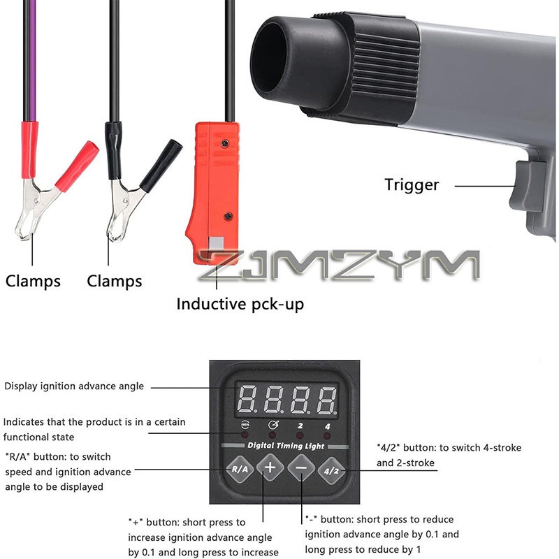 Timing Light Gun - 12V 디지털 디스플레이 점화 타이밍 라이트