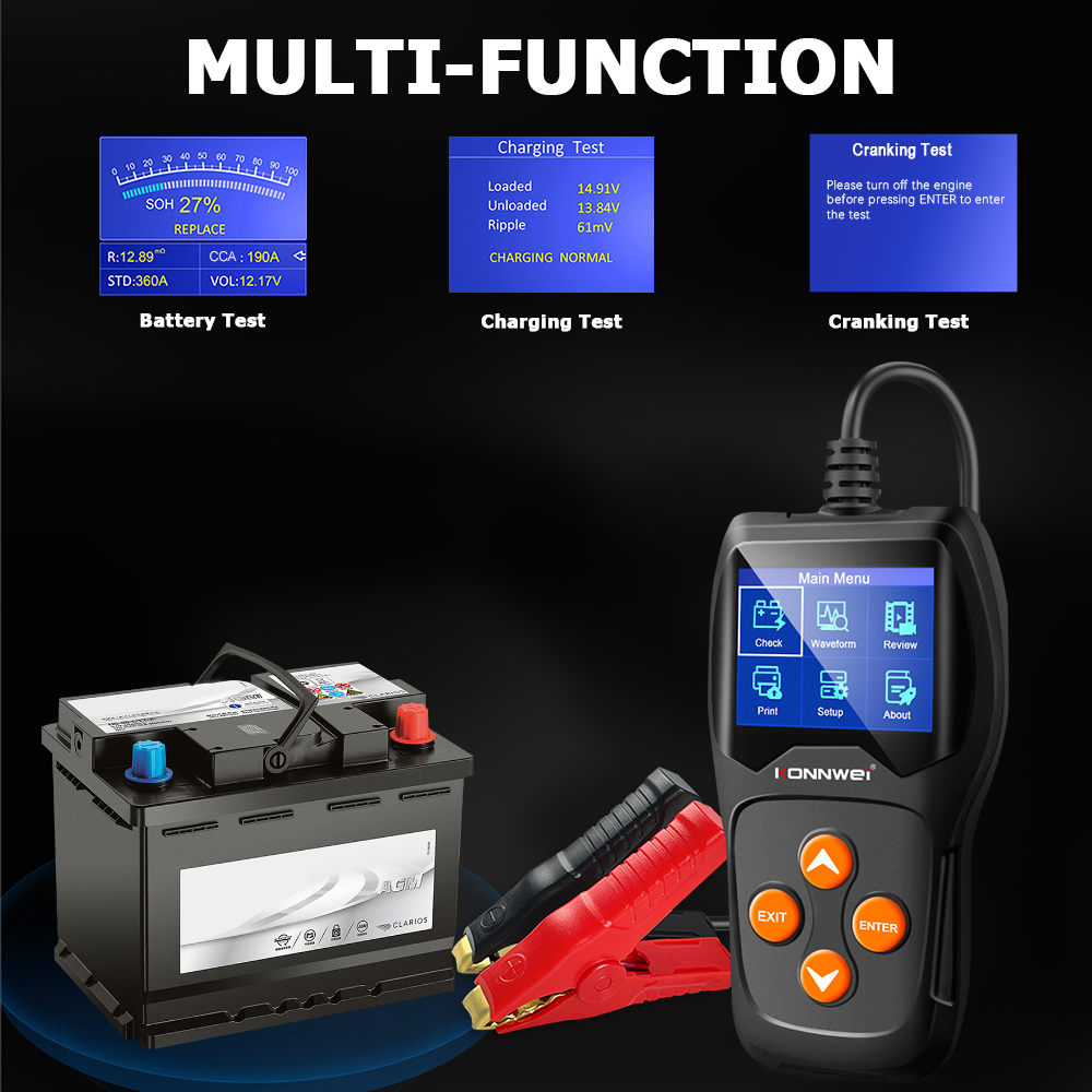 KONNWEI KW600 전문가용 자동차 배터리 테스터 - Battery Load Tester 리뷰 및 가격