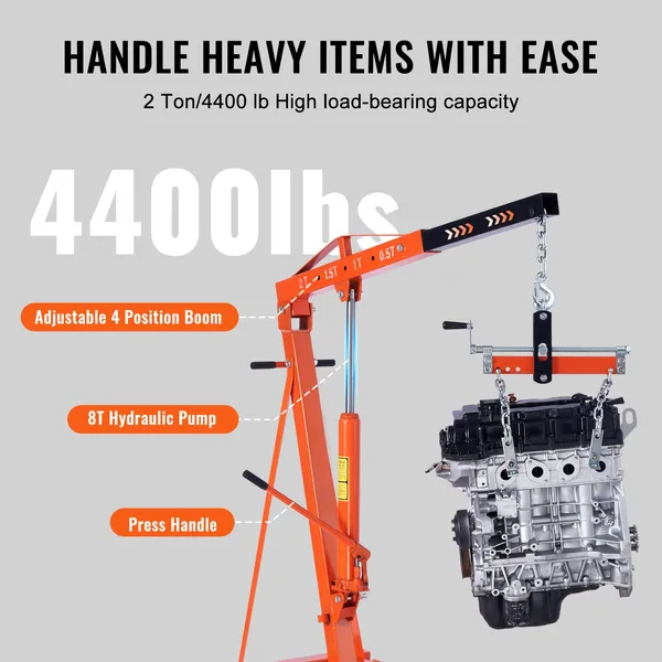 VEVOR 유압 엔진 호이스트 레버 포함, 2톤/440 - Engine Hoist Crane 리뷰 및 가격