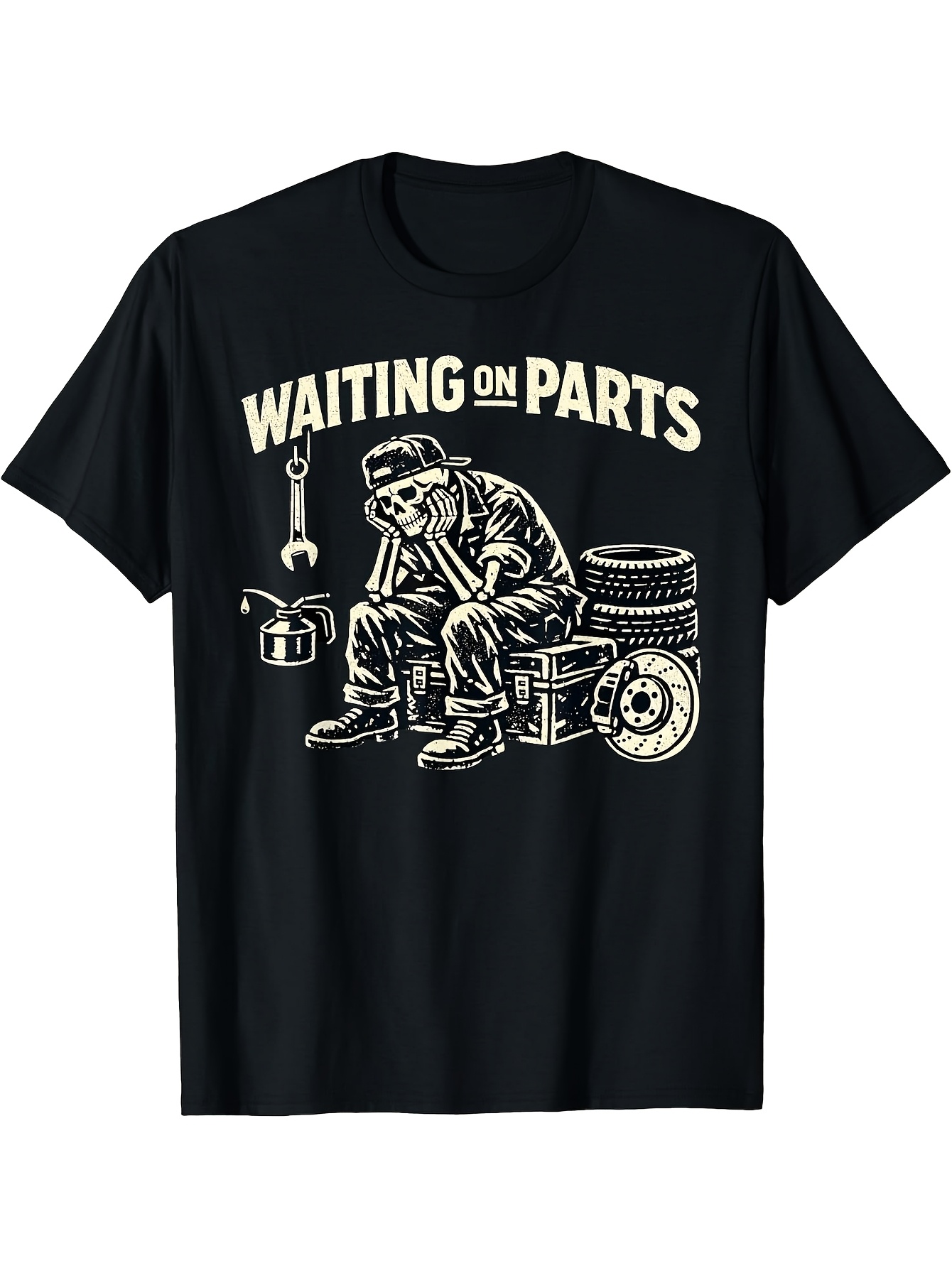 부품을 기다리는 재미있는 정비사 해골 자동차 수리점 티 - Auto Repair Shop Design 리뷰 및 가격