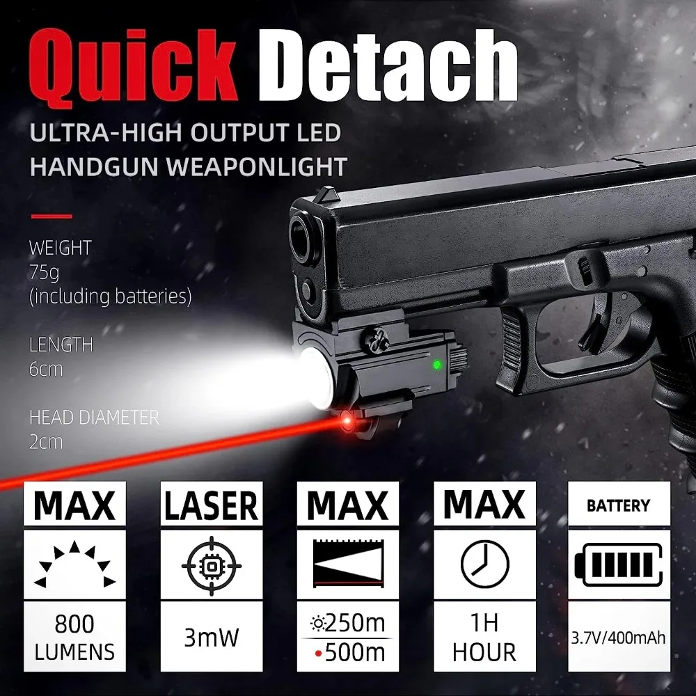 800 루멘 전술 LED 손전등 콤보 녹색/빨간색 점  - Timing Light Gun 리뷰 및 가격